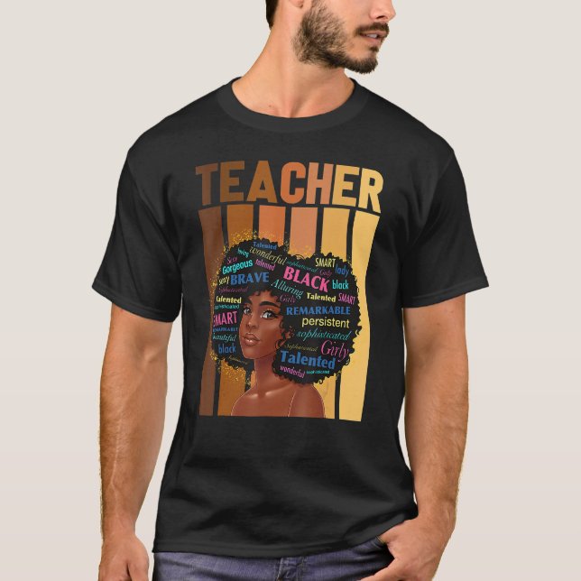 Black History Month African Woman Teacher African  T Shirt (Framsida)