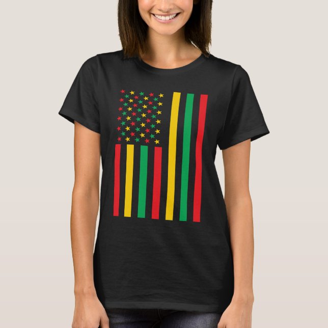 Black History Month American Flag T Shirt (Framsida)
