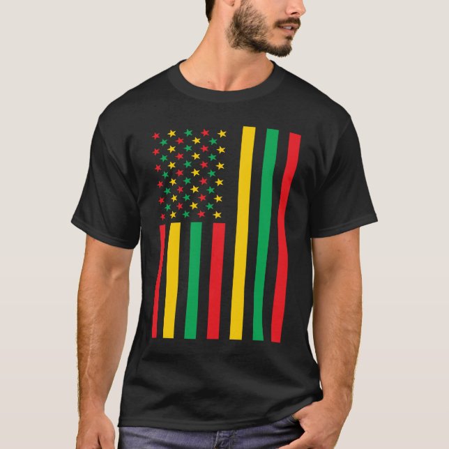 Black History Month American Flag T Shirt (Framsida)