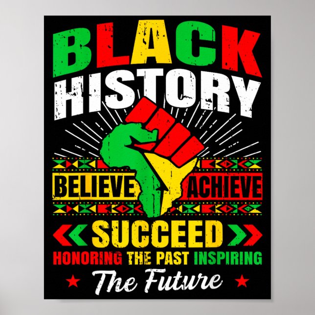 Black History Month Believe Achieve Succeed Melani Poster (Framsidan)