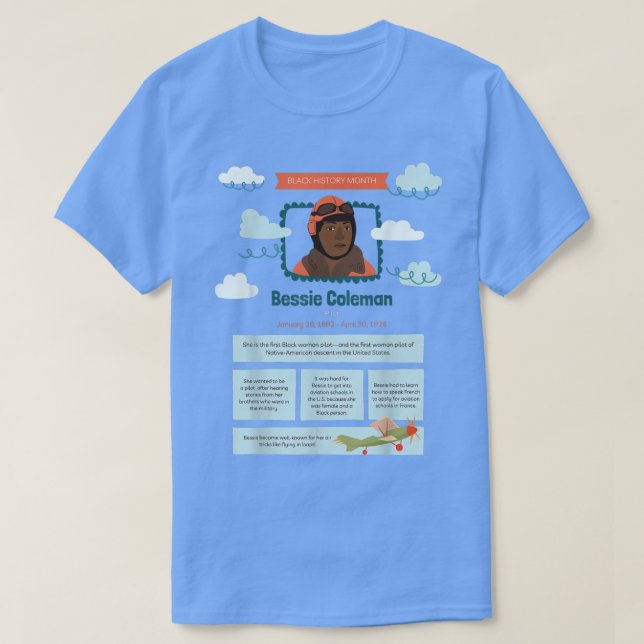 Black History Month Bessie Coleman Pilot  T Shirt (Design framsida)