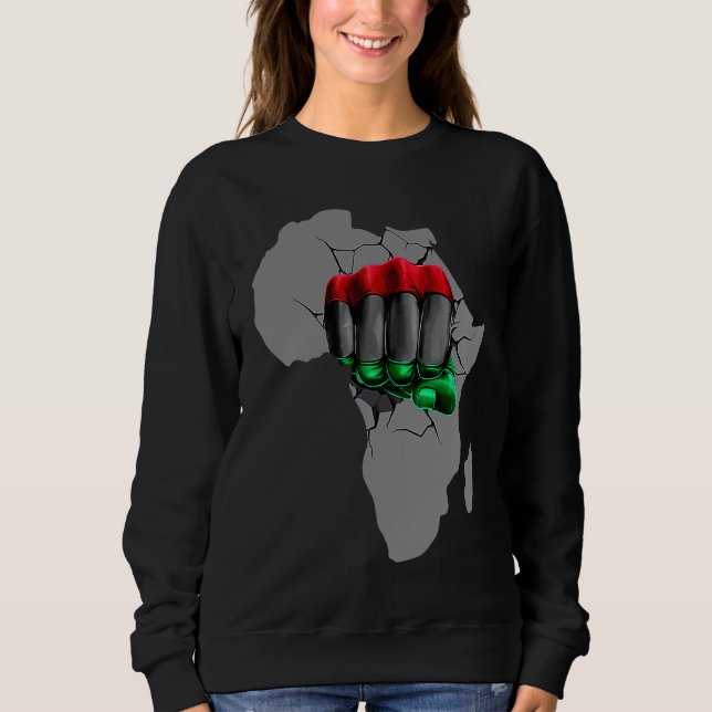 Black History Month BHM Afro Pride Hand Fist Black T Shirt (Framsida)
