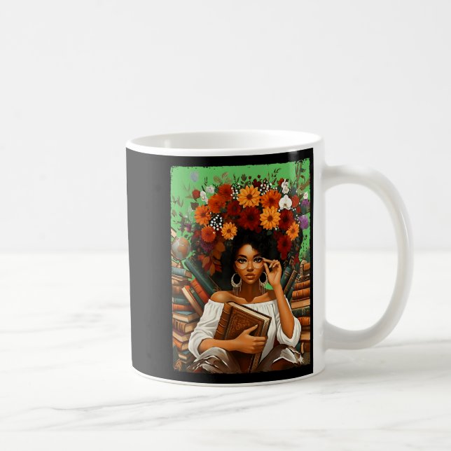 Black History Month Black Afro Girl Women Book Lov Kaffemugg (Höger)