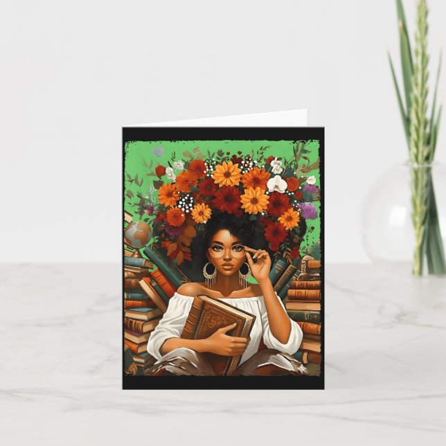 Black History Month Black Afro Girl Women Book Lov Kort (Framsida)