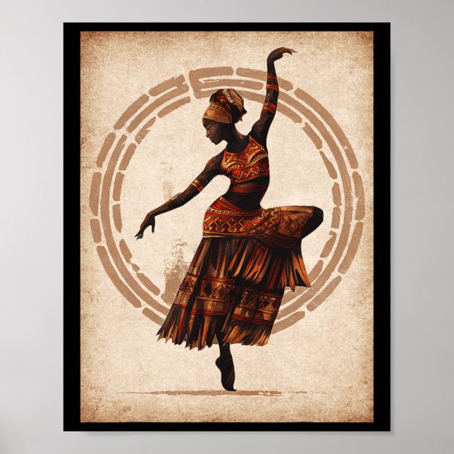 Black History Month Black Woman Tribyl Dancing Jun Poster (Framsidan)