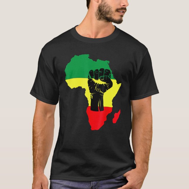 Black History Month Celebration African Map Fist T T Shirt (Framsida)