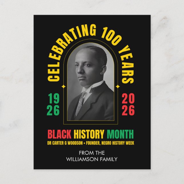 BLACK HISTORY MONTH CENTENNIAL 100 Years BHM Helg Vykort (Framsida)