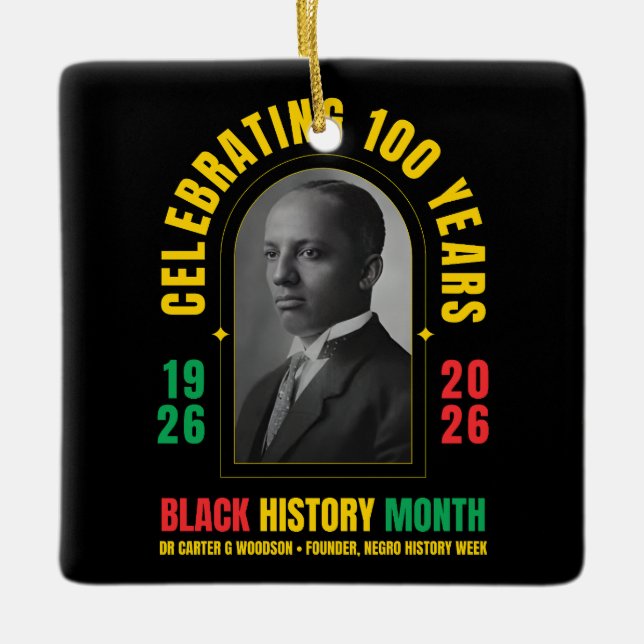 BLACK HISTORY MONTH CENTENNIAL 100 Years BHM Julgransprydnad Keramik (Framsida)