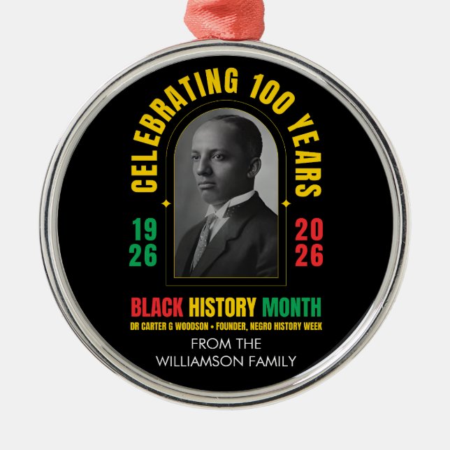 BLACK HISTORY MONTH CENTENNIAL 100 Years BHM Julgransprydnad Metall (Framsidan)