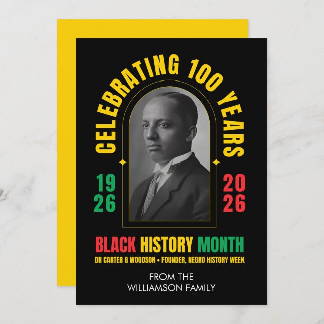 BLACK HISTORY MONTH CENTENNIAL 100 Years BHM Julkort (Fram/baksida)