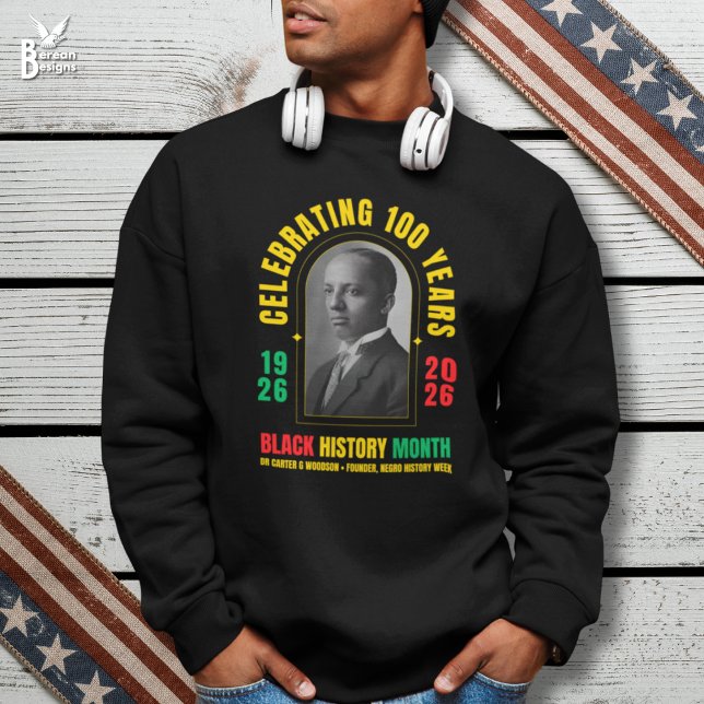 BLACK HISTORY MONTH CENTENNIAL 100 Years BHM Lång Ärmad Tröja (Stylish Black History Month sweatshirt celebrating centenary with image of dr carter woodson)