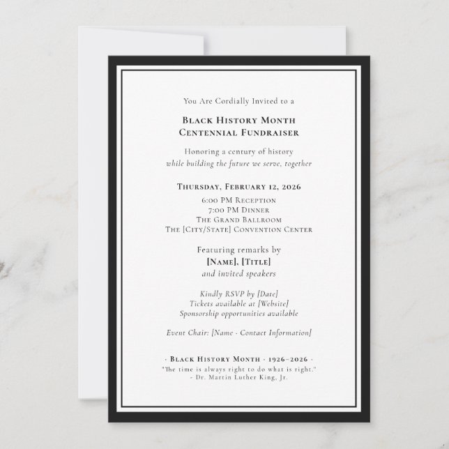 Black History Month Centennial Formal Fundraiser Inbjudningar (Framsida)
