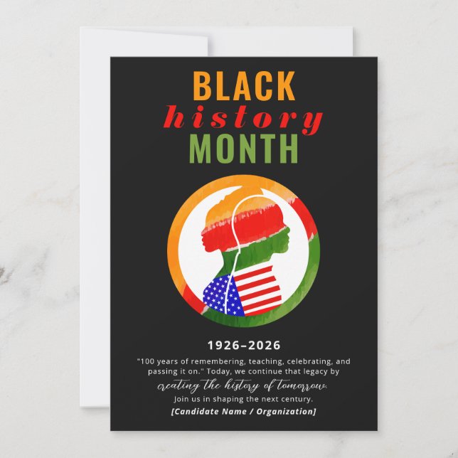 Black History Month Centennial Formal Patriotic Julkort (Framsida)