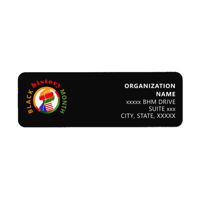 Black History Month Centennial Formal Patriotic Returadress Etikett (Framsidan)