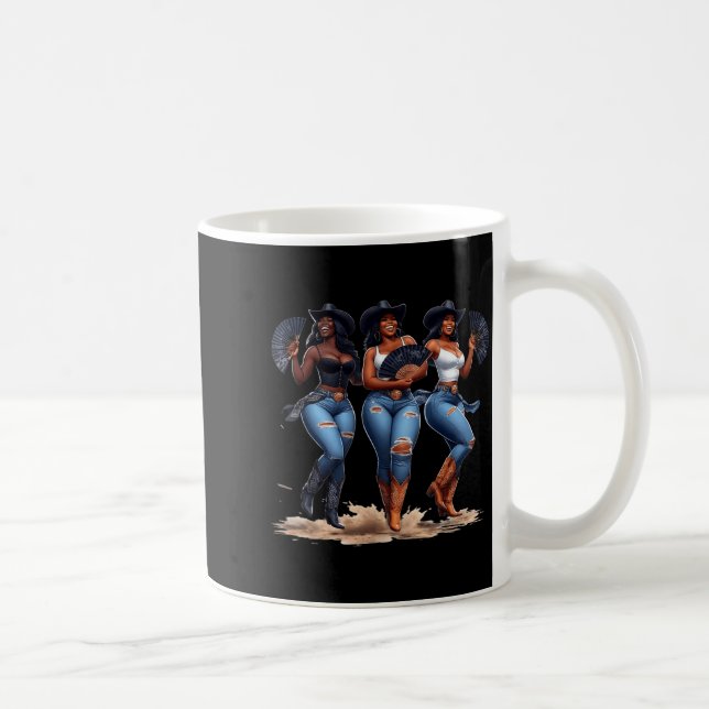 Black History Month Cowgirl Western Afro Black Wom Kaffemugg (Höger)