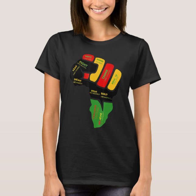 Black History Month Fist Black Power African Women T Shirt (Framsida)