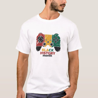 Black History Month Gamer Flag Distressed Kontroll T Shirt