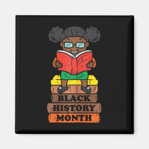 Black History Month Girl Läsning av afrikanska pri Magnet