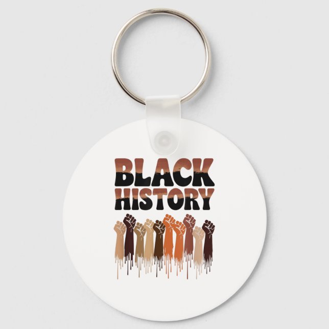 Black History Month Hands Symbol Afro Motivation  Nyckelring (Framsida)