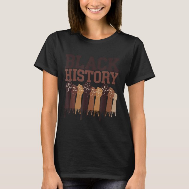 Black History Month Hands Symbol Afro Motivation  T Shirt (Framsida)