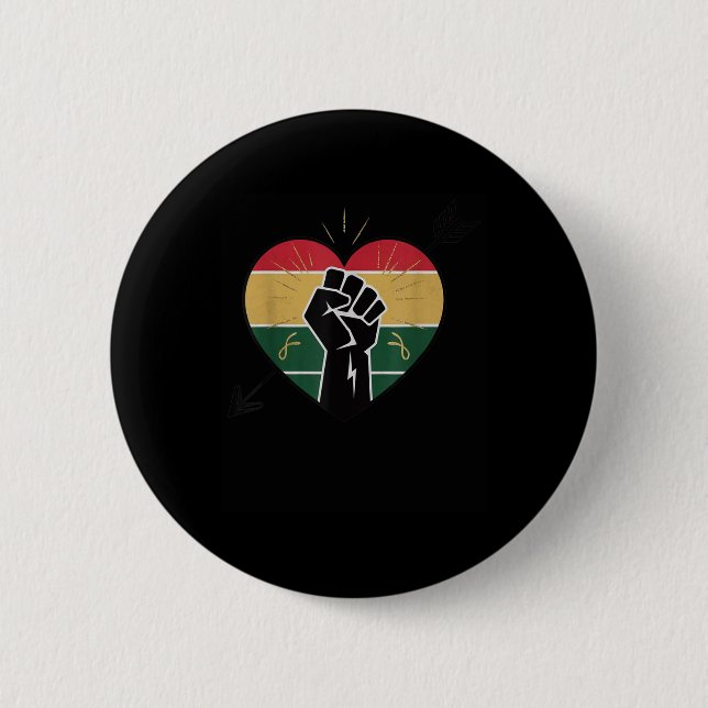 Black History Month Heart Kärlek Valentines day Af Knapp (Framsida)