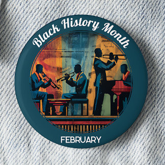 Black History Month Jazz Band Pinback Button Knapp