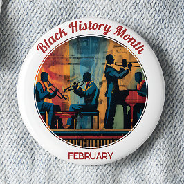 Black History Month Jazz Band Pinback Button Knapp