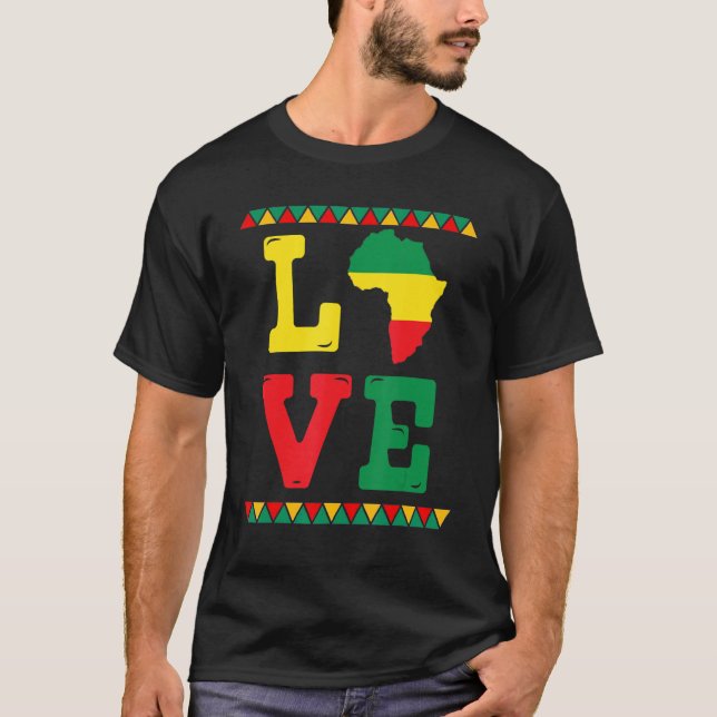 Black History Month Kärlek Afrika African American T Shirt (Framsida)