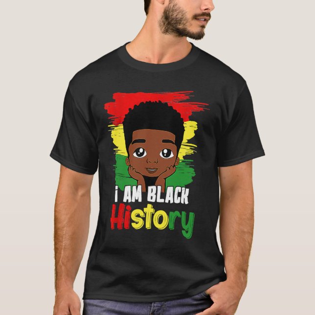 Black History Month Kids Boys I am African America T Shirt (Framsida)
