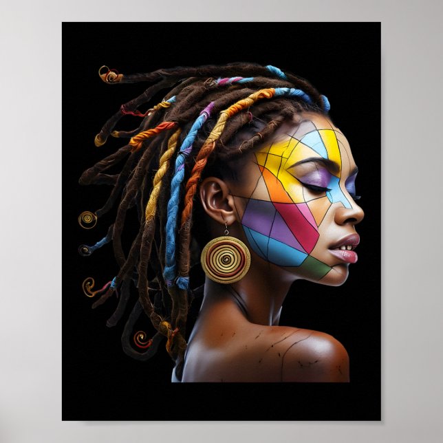 Black History Month Loc'd Hair Art Black Queen Afr Poster (Framsidan)