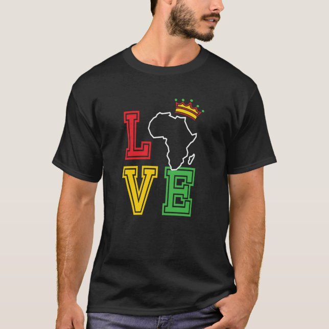 Black History Month Love African Continent T Shirt (Framsida)