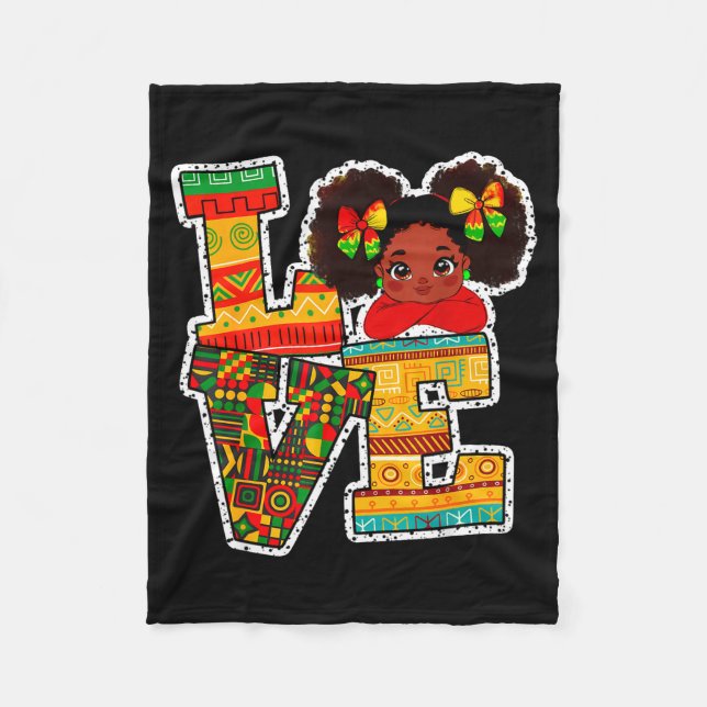 Black History Month Love Afro Toddler Girls Americ Fleecefilt (Framsidan)
