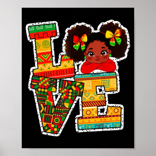 Black History Month Love Afro Toddler Girls Americ Poster (Framsidan)