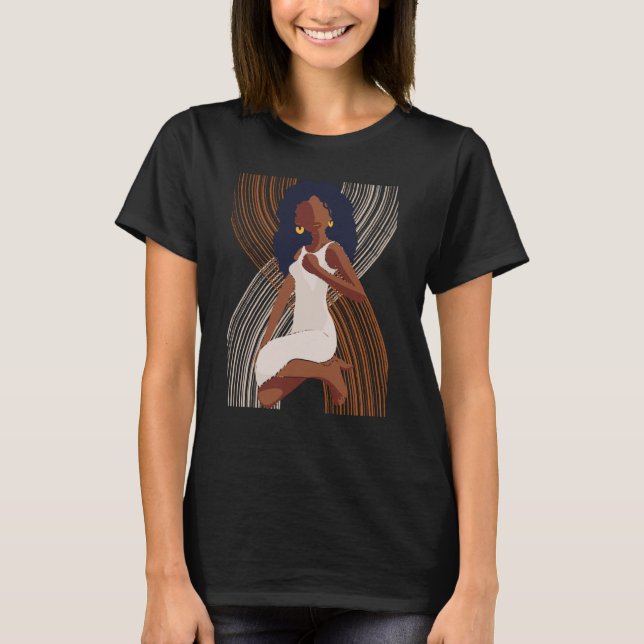 Black History Month Minimalist Queen Melanin Boho  T Shirt (Framsida)