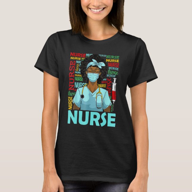 Black History Month Nurse Afro Girl Womens Day Gra T Shirt (Framsida)
