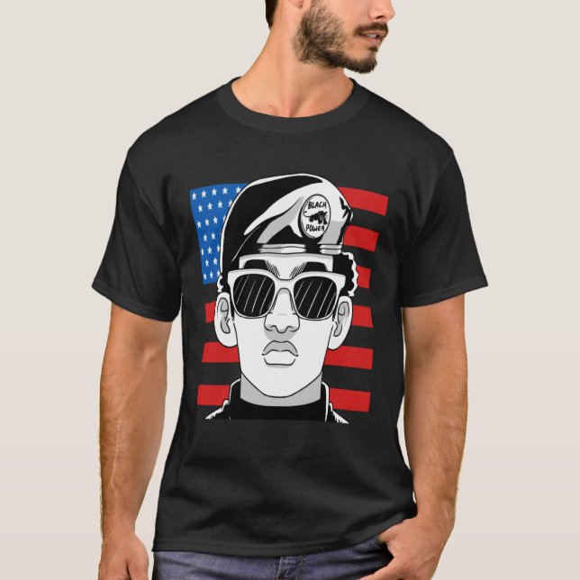 Black History Month Panther Party American Flag 19 T Shirt (Framsida)