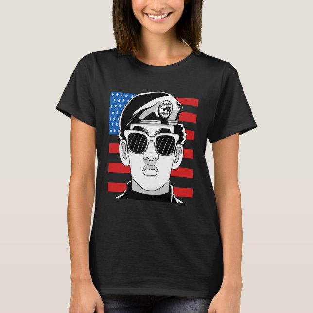 Black History Month Panther Party American Flag 19 T Shirt (Framsida)