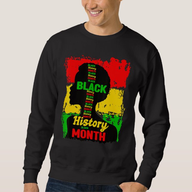 Black History Month Queen Melanin Afro African Pri Lång Ärmad Tröja (Framsida)