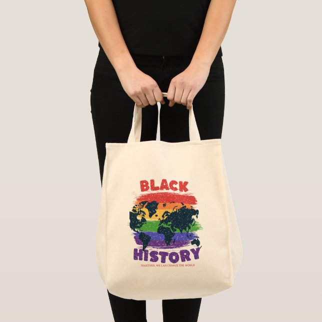 Black History Month Rainbow World Map Unity Change Tygkasse (Framsida (produkt))