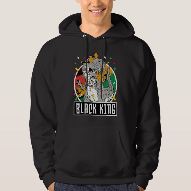 Black History Month Rex Dinosaur Black King Dino B Hoodie (Framsida)