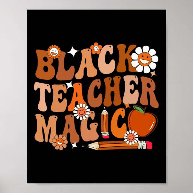 Black History Month Teacher Groovy Black Teacher M Poster (Framsidan)