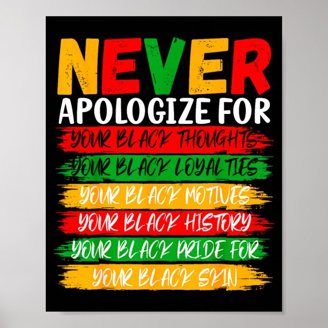 Black History Never Apologize For Your Blackness M Poster (Framsidan)