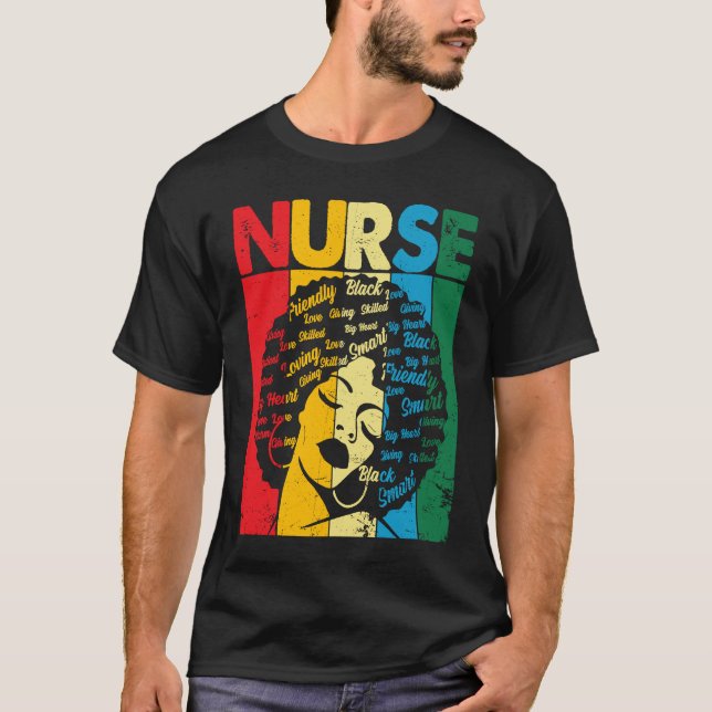 Black History Nurse African American Pride Afro Wo T Shirt (Framsida)