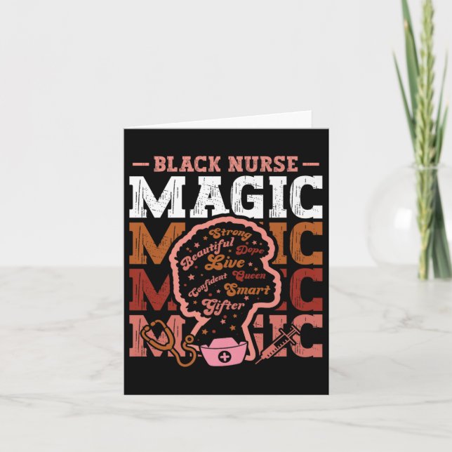 Black History Nurse Magic Afro Girl Melanin Nursin Kort (Framsida)