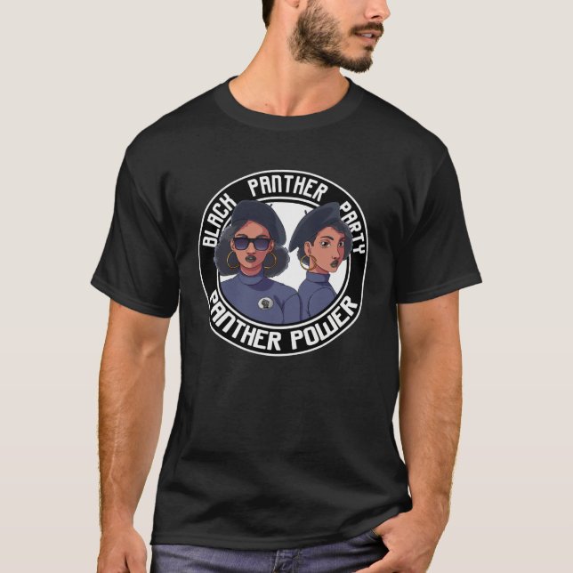 Black History Panther Party Afro American Oakland  T Shirt (Framsida)