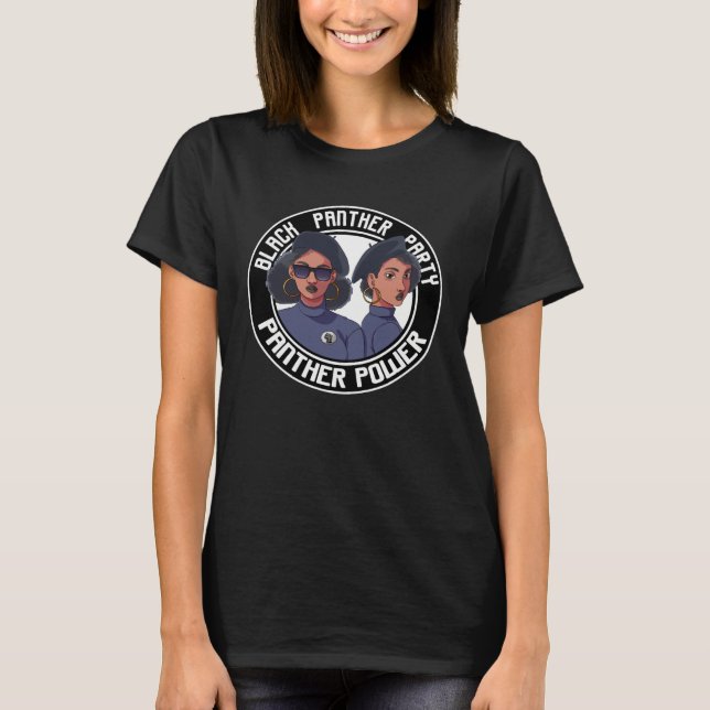 Black History Panther Party Afro American Oakland  T Shirt (Framsida)