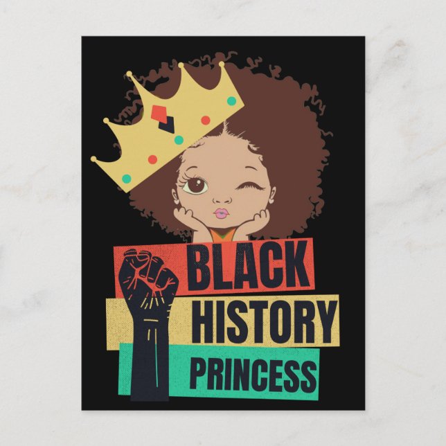 Black History Princess Melanin Girl Magic Helg Vykort (Framsida)