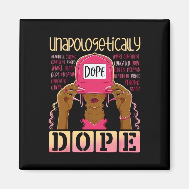 Black History Queen Afro Unapologetical Drug Mel Magnet (Framsidan)