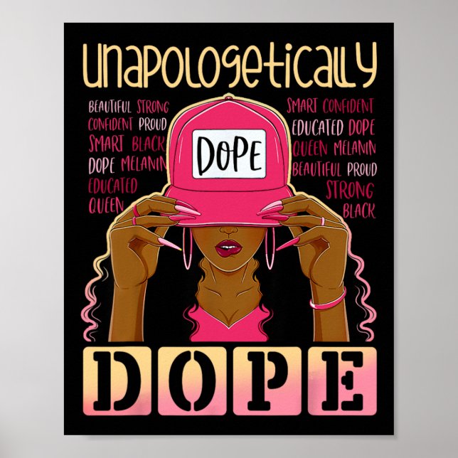 Black History Queen Afro Unapologetical Drug Mel Poster (Framsidan)
