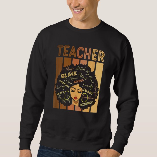 Black History Smart Teacher Afro Kärlek African Am Lång Ärmad Tröja (Framsida)